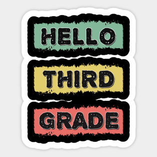 Hello Third Grade Cute Back to School RETRO Gift for Kids and Teachers Sticker